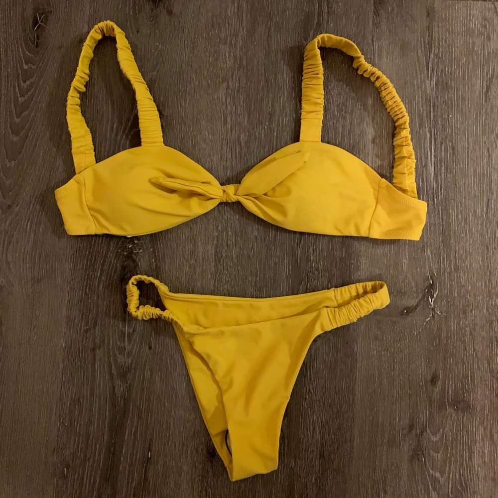 Yellow bandeau bikini